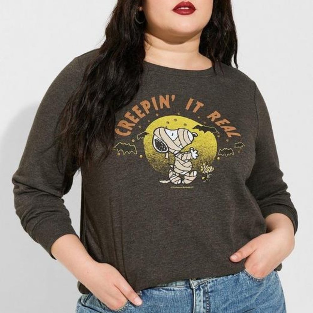 ♥️NWT TORRID SWEATSHIRT - PEANUTS SNOOPY WOODSTOCK MUMMY - HALLOWEEN PLUS SIZE